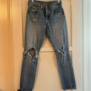 LEVIS 501 skinny jeans with holes